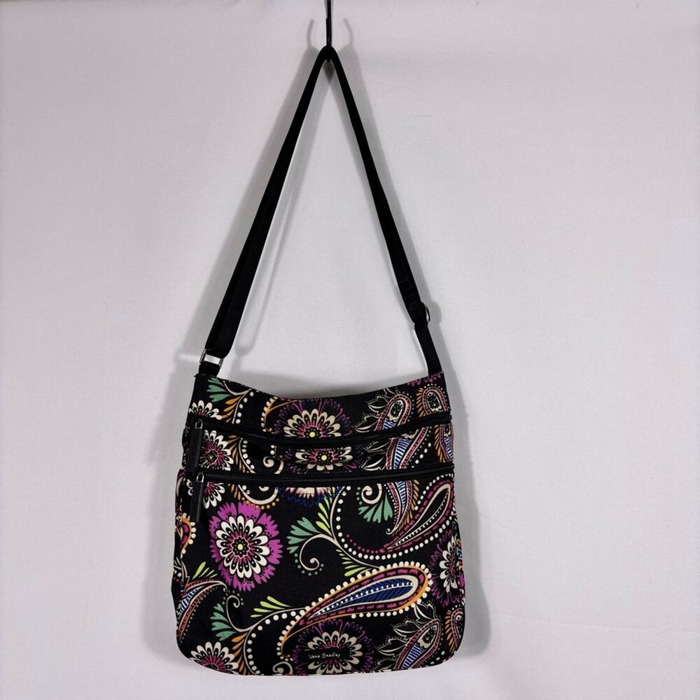 Vera Bradley Nylon Black Floral Paisley Women's Crossbody Bag Bin4